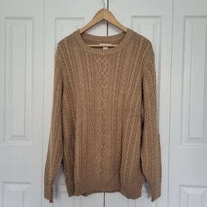 NWT Amazon Essentials Women's Cable Knit Sweater Camel Size XXL